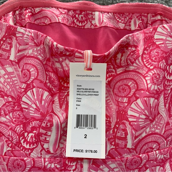 Vineyard Vines Pink Strapless Shells Allover Dress - Picture 7 of 10